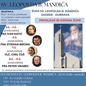 Proslava župne svetkovine sv. Leopolda Bogdana Mandića u zagrebačkoj Dubravi